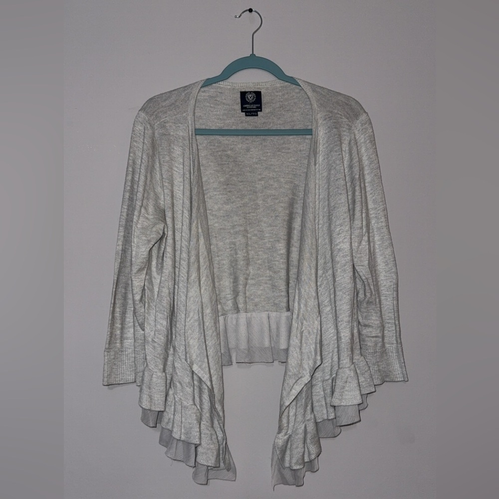 American Eagle Outfitters Light Gray Draped Cardigan